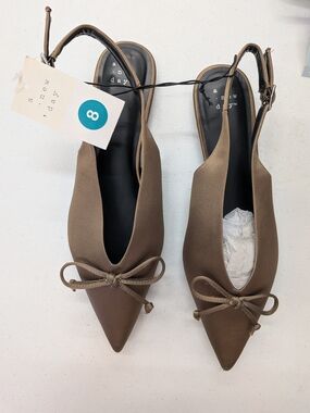a new day Taupe Pointed-Toe Slingback Flats with Bow